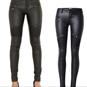 PU leather stretch pants